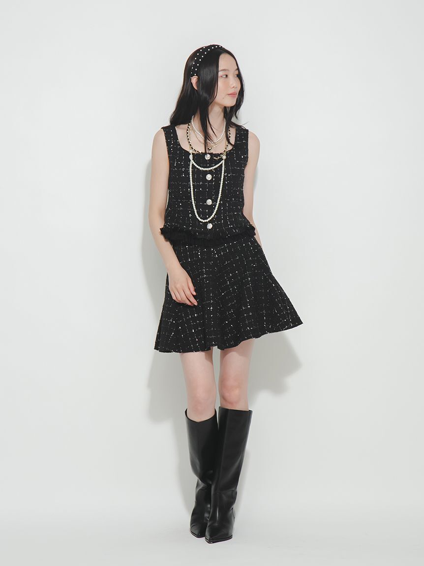 FURFUR「ファンシーツイードコンパクトベスト」|ダウンベスト・ベスト|