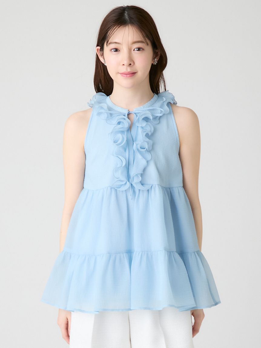 CELFORD「【WEB限定カラー】ラッフルフリルネックブラウス」|シャツ・ブラウス|