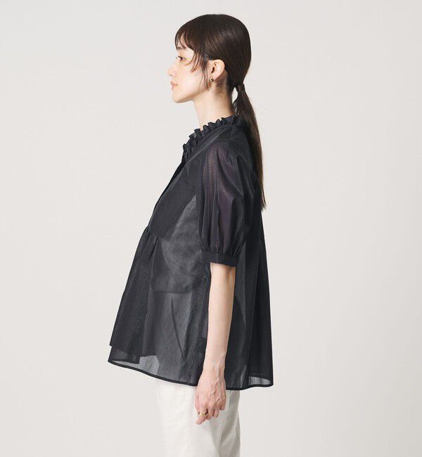 UNITED ARROWS「LINEAESSE Vネック パフブラウス ‐ウォッシャブル‐」|シャツ・ブラウス|