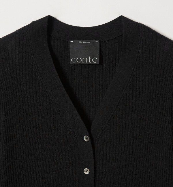 conte「＜conte＞ソデスリット Vネックリブカーディガン」|カーディガン|