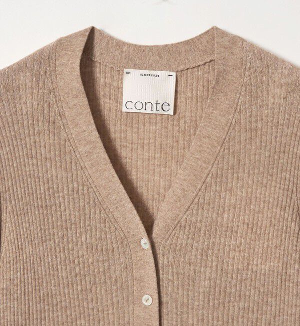conte「＜conte＞ソデスリット Vネックリブカーディガン」|カーディガン|