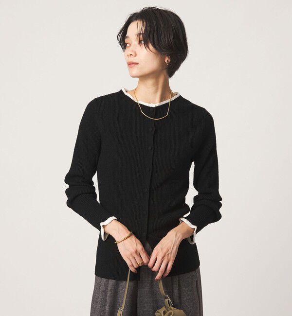UNITED ARROWS green label relaxing「ハイショク リブ ニット カーディガン」|カーディガン|BLACK