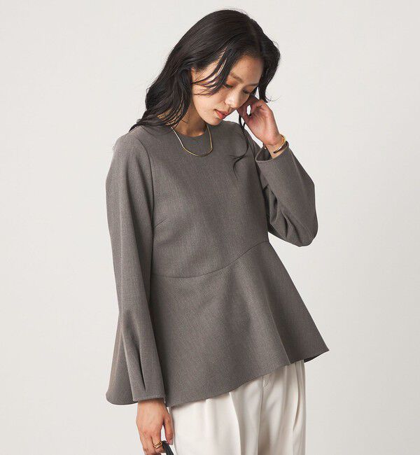 UNITED ARROWS green label relaxing「ライト ダブルクロス ブラウス ウォッシャブル ストレッチ」|シャツ・ブラウス|MD.GRAY