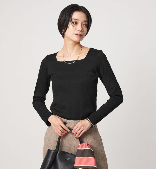 UNITED ARROWS green label relaxing「ブライトリブ スクエアネック ロングスリーブ カットソー」|Tシャツ・カットソー|