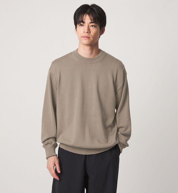 UNITED ARROWS green label relaxing「FINE BASIC アメリカンシーアイランドコットン クルーネック ニット」|ニット・セーター|BEIGE