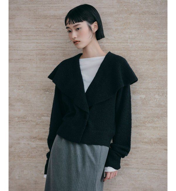 EMMEL REFINES「＜EMMEL REFINES＞EM ダブルボタン フリルケープ カーディガン」|カーディガン|NAVY
