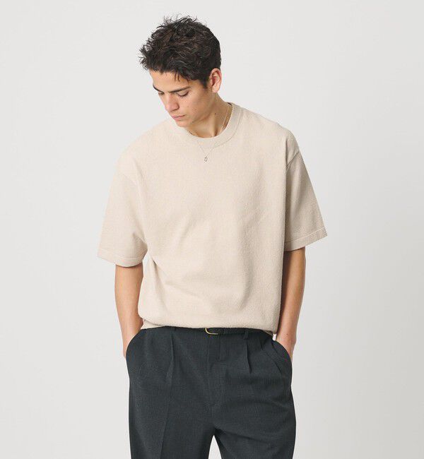 BEAUTY&YOUTH UNITED ARROWS「KNITEE クリンプコットン クルーネック ニット Tシャツ ウォッシャブル」|ニット・セーター|