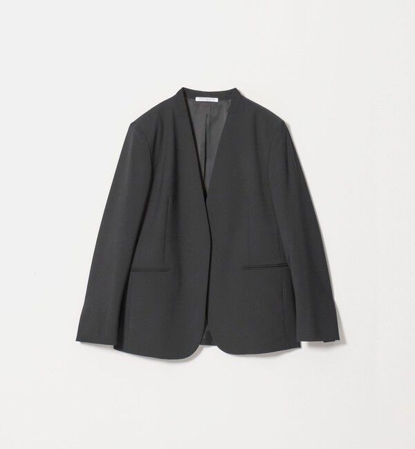 BEAUTY&YOUTH UNITED ARROWS「毛ポリエステルブレンド トロピカル カラーレスジャケット」|ノーカラージャケット|BLACK
