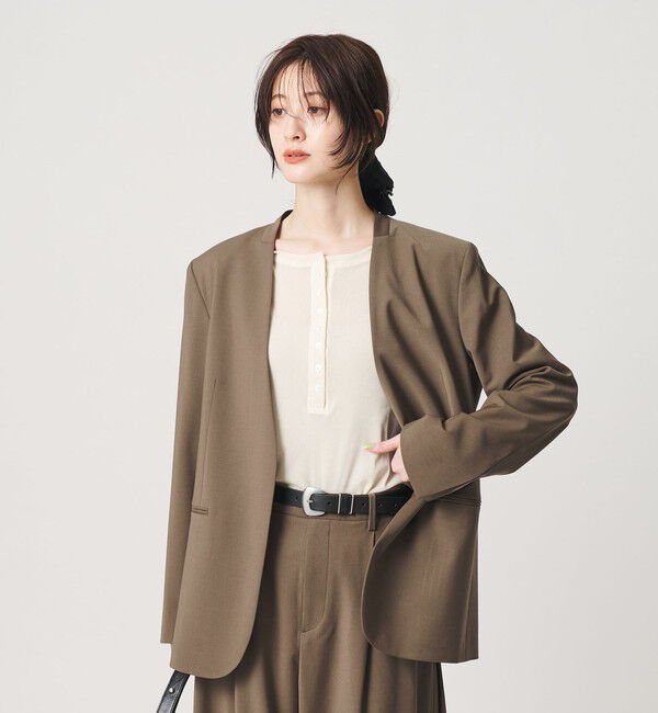 BEAUTY&YOUTH UNITED ARROWS「毛ポリエステルブレンド トロピカル カラーレスジャケット」|ノーカラージャケット|