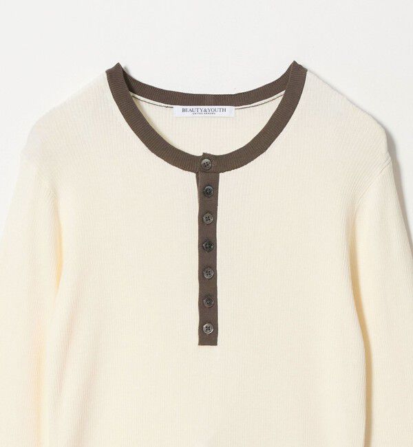 BEAUTY&YOUTH UNITED ARROWS「バイカラー ヘンリーネック リブ ニットプルオーバー ウォッシャブル」|ニット・セーター|