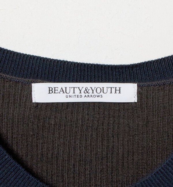 BEAUTY&YOUTH UNITED ARROWS「バイカラー ヘンリーネック リブ ニットプルオーバー ウォッシャブル」|ニット・セーター|
