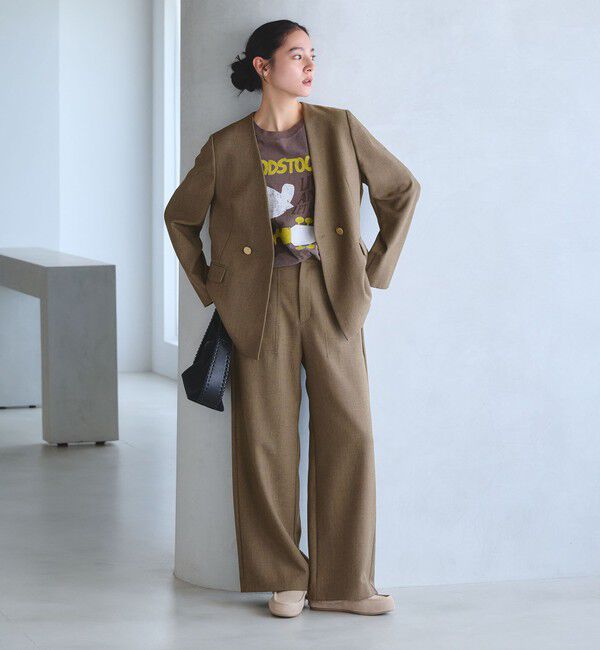 BEAUTY&YOUTH UNITED ARROWS「【WEB限定 Wardrobe DAILY MINIMAL】メランジ ステッチワイドパンツ ウォッシャブル」|スラックス|