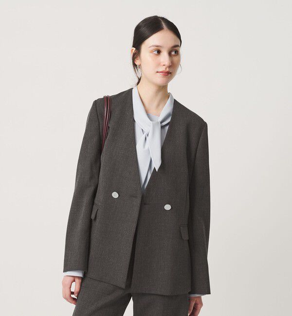 BEAUTY&YOUTH UNITED ARROWS「【WEB限定 Wardrobe DAILY MINIMAL】メランジ ダブルノーカラージャケット ウォッシャブル」|ノーカラージャケット|