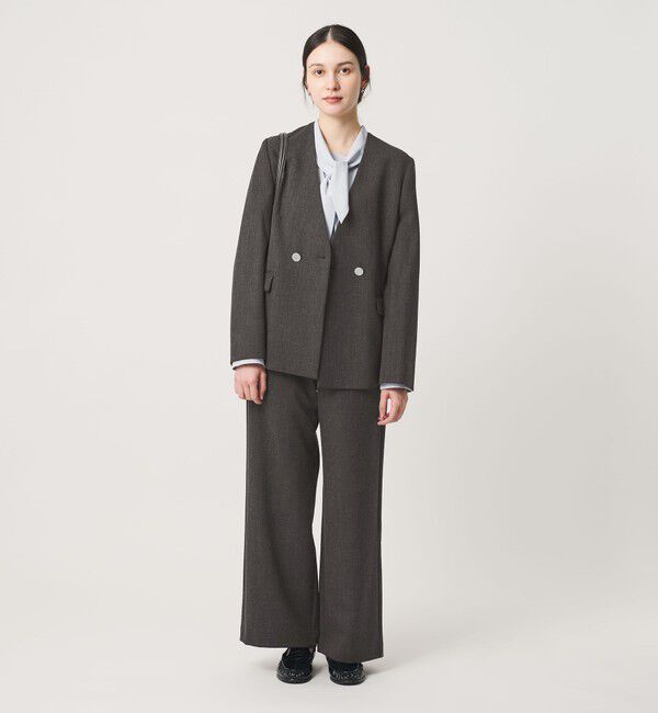 BEAUTY&YOUTH UNITED ARROWS「【WEB限定 Wardrobe DAILY MINIMAL】メランジ ダブルノーカラージャケット ウォッシャブル」|ノーカラージャケット|