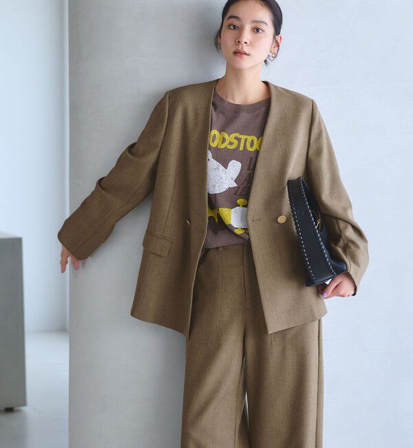 BEAUTY&YOUTH UNITED ARROWS「【WEB限定 Wardrobe DAILY MINIMAL】メランジ ダブルノーカラージャケット ウォッシャブル」|ノーカラージャケット|