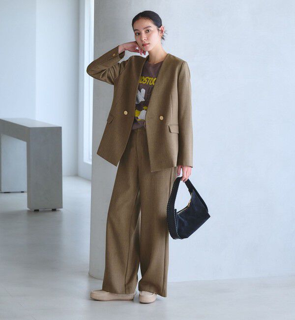 BEAUTY&YOUTH UNITED ARROWS「【WEB限定 Wardrobe DAILY MINIMAL】メランジ ダブルノーカラージャケット ウォッシャブル」|ノーカラージャケット|