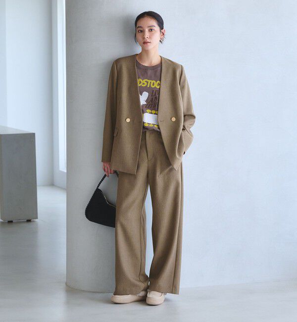 BEAUTY&YOUTH UNITED ARROWS「【WEB限定 Wardrobe DAILY MINIMAL】メランジ ダブルノーカラージャケット ウォッシャブル」|ノーカラージャケット|