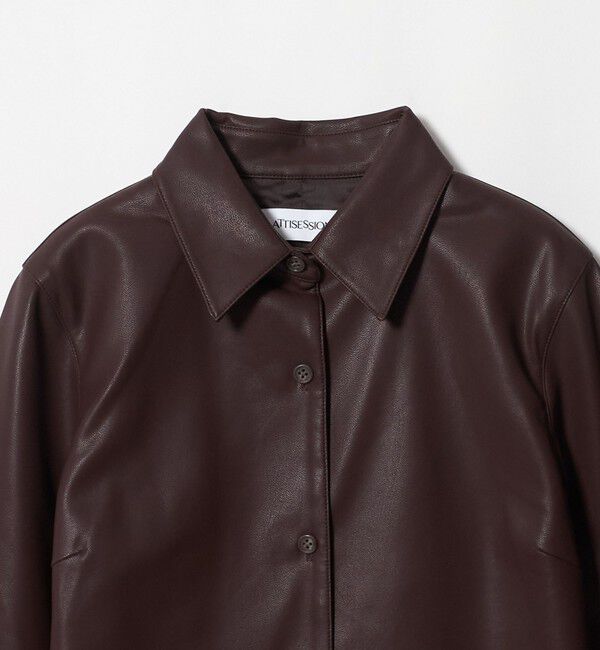 ATTISESSION「＜ATTISESSION＞レザーライク カーブ カフス シャツ」|シャツ・ブラウス|