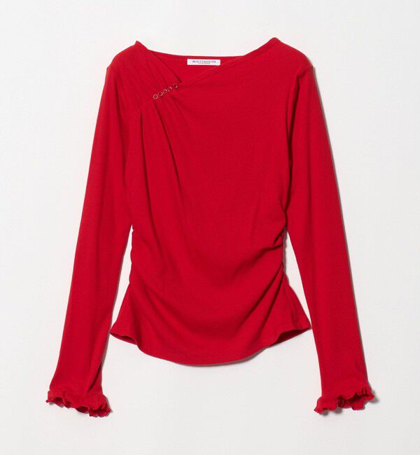 BEAUTY&YOUTH UNITED ARROWS「コットン リブ ボタン ギャザー プルオーバー」|Tシャツ・カットソー|RED