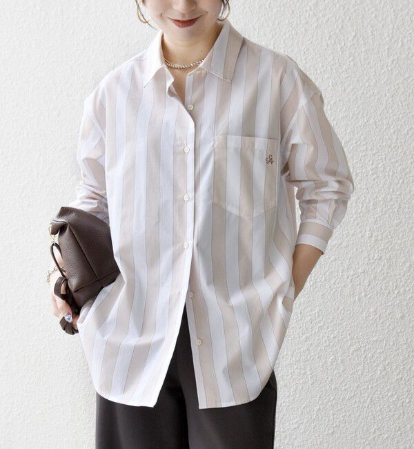 SHIPS any「SHIPS any:〈洗濯機可能〉REPREVE レギュラーカラー ルーズ ポケット シャツ」|シャツ・ブラウス|ベージュ