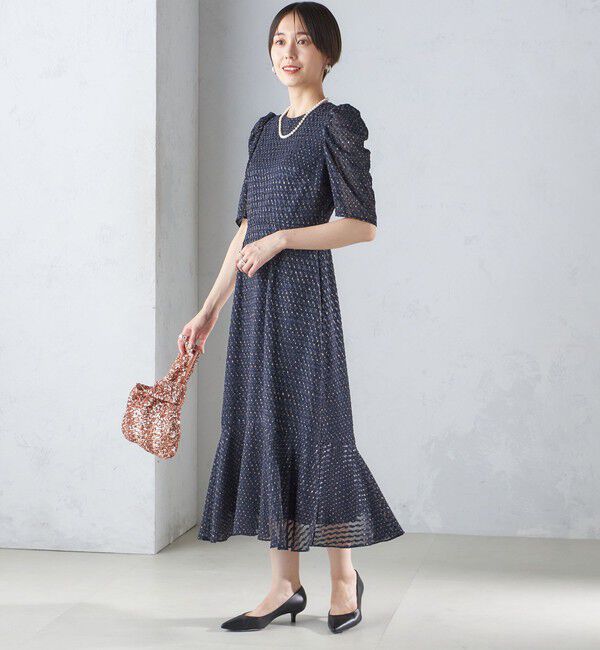 SHIPS for women「troisiemeCHACO:カット ジャカード ワンピース（セレモニー対応可）」|ワンピース|