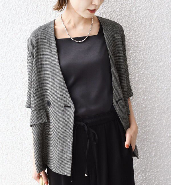 SHIPS for women「〈手洗い可能〉2WAY サテン &times; カットソー スクエア タンクトップ」|タンクトップ|
