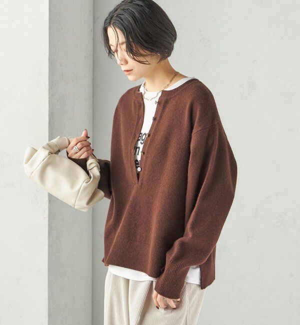 SHIPS for women「《予約》〈手洗い可能〉ウール カシミヤ 2WAY ヘンリーネック プルオーバー」|ニット・セーター|