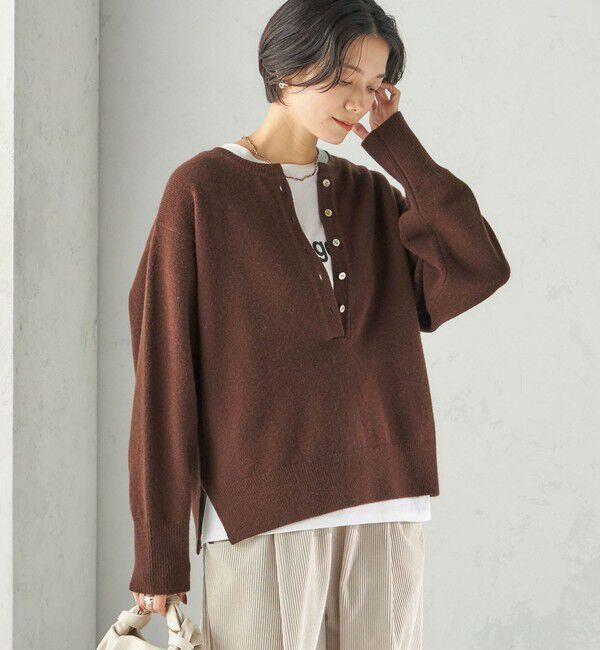 SHIPS for women「《予約》〈手洗い可能〉ウール カシミヤ 2WAY ヘンリーネック プルオーバー」|ニット・セーター|