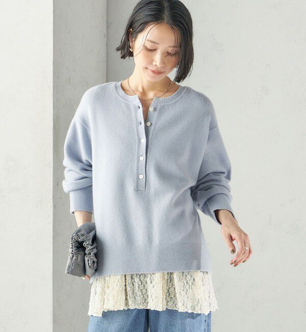 SHIPS for women「《予約》〈手洗い可能〉ウール カシミヤ 2WAY ヘンリーネック プルオーバー」|ニット・セーター|