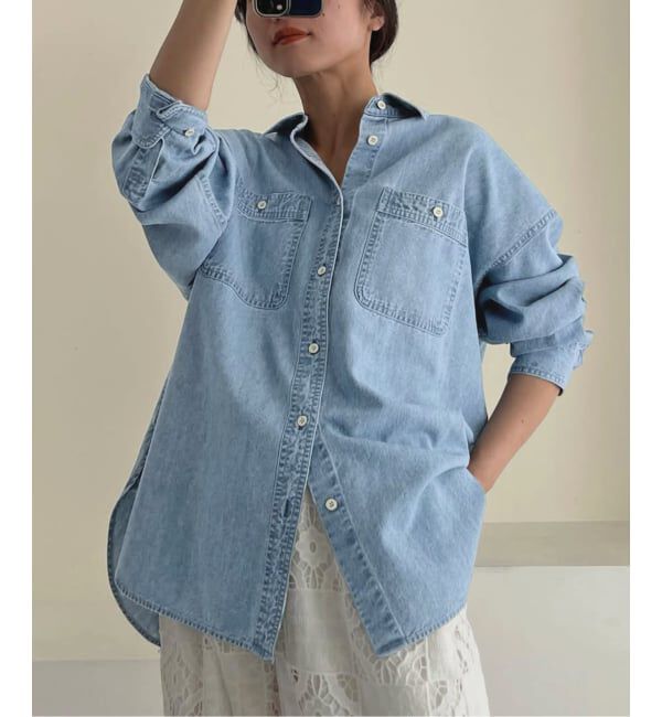 SLOBE IENA「LEDENIM LABOR FORM デニムシャツ」|シャツ・ブラウス|サックスブルー B