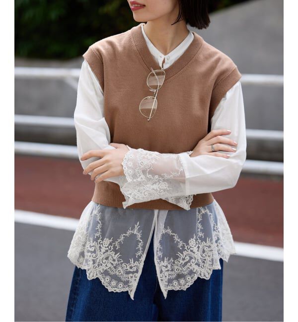 SLOBE IENA「《WEB限定/追加》チュールレースブラウス」|シャツ・ブラウス|