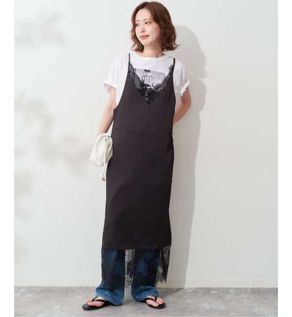 SLOBE IENA「《WEB限定/追加2》レースサテンワンピース」|ワンピース|