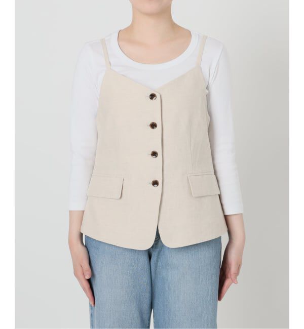 IENA「《セットアップ対応》ウォッシャブル リネン混シェイプジレ」|その他|