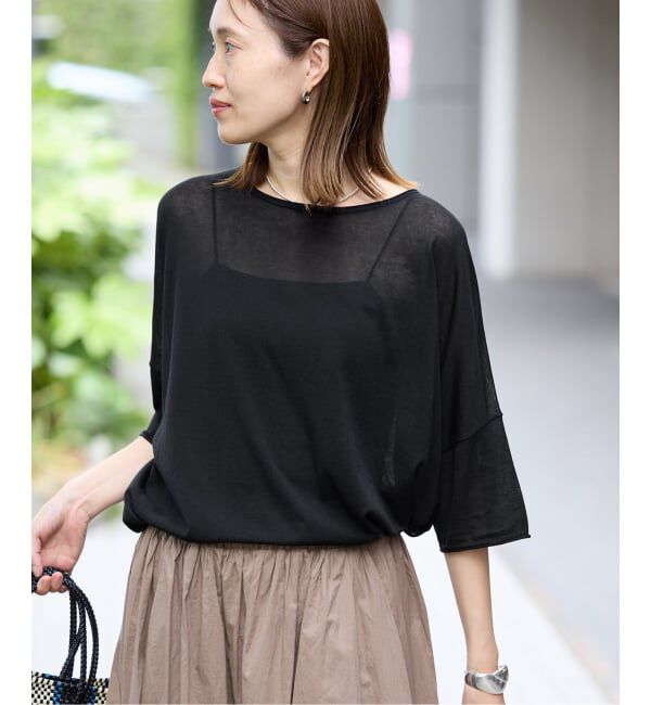 SLOBE IENA「《シリーズあり》コットンシルクハーフスリーブニット」|ニット・セーター|