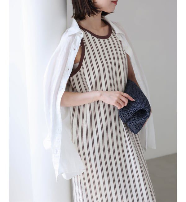 SLOBE IENA「《シリーズあり》パイル風ストライプ アメスリワンピース」|ワンピース|