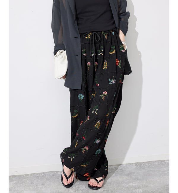SLOBE IENA「《WEB限定/追加予約》embroideryメッシュパンツ」|その他|ブラック