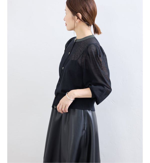 IENA「LOWER/ローヴァー 18G Tucked power shoulder ニット  LW-77」|カーディガン|
