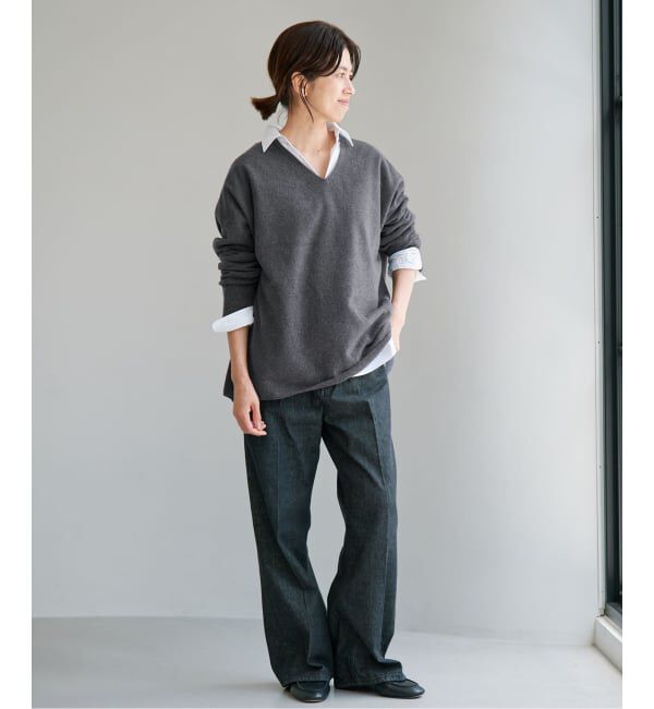 IENA「《追加6予約》Fineニュージーウール ニュアンス Vプルオーバー」|ニット・セーター|