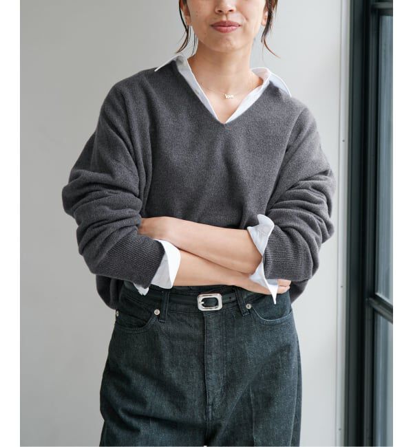 IENA「《追加6予約》Fineニュージーウール ニュアンス Vプルオーバー」|ニット・セーター|