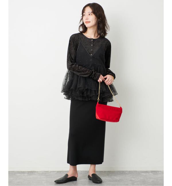SLOBE IENA「《予約》ドット刺しゅうギャザーキャミ」|シャツ・ブラウス|