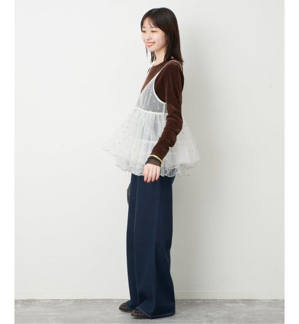 SLOBE IENA「《予約》ドット刺しゅうギャザーキャミ」|シャツ・ブラウス|
