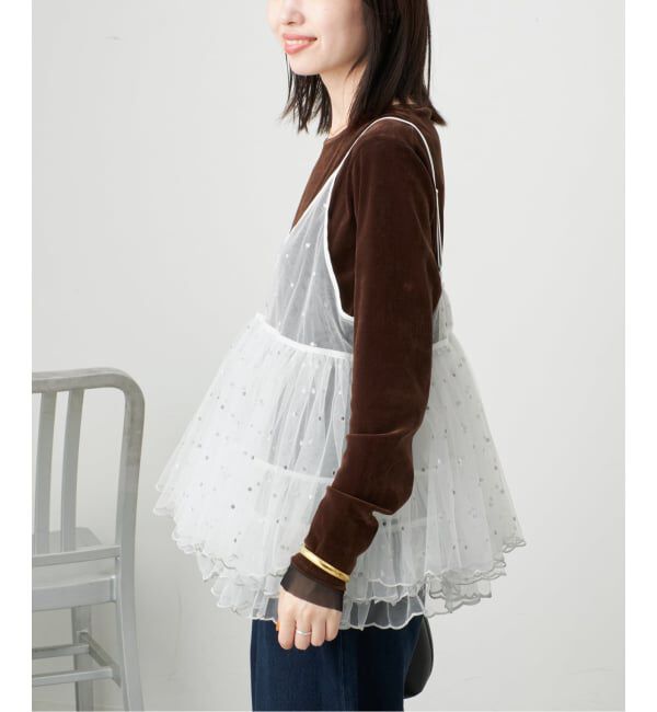 SLOBE IENA「《予約》ドット刺しゅうギャザーキャミ」|シャツ・ブラウス|