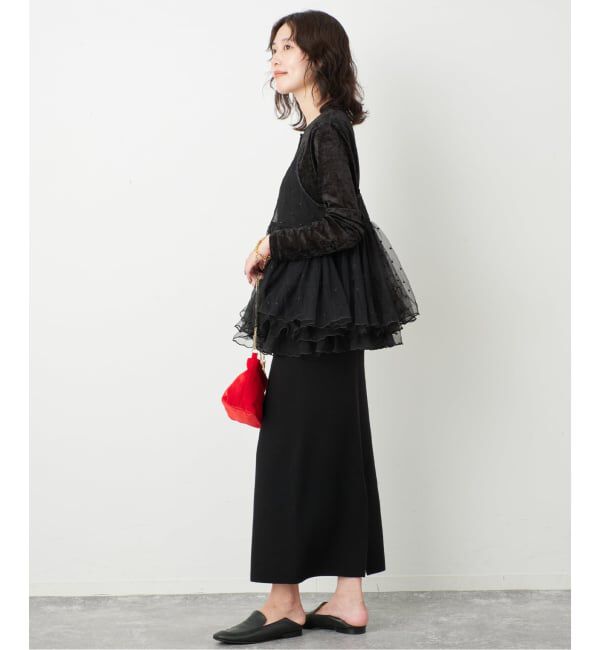 SLOBE IENA「《予約》ドット刺しゅうギャザーキャミ」|シャツ・ブラウス|