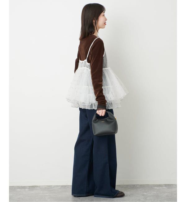 SLOBE IENA「《予約》ドット刺しゅうギャザーキャミ」|シャツ・ブラウス|
