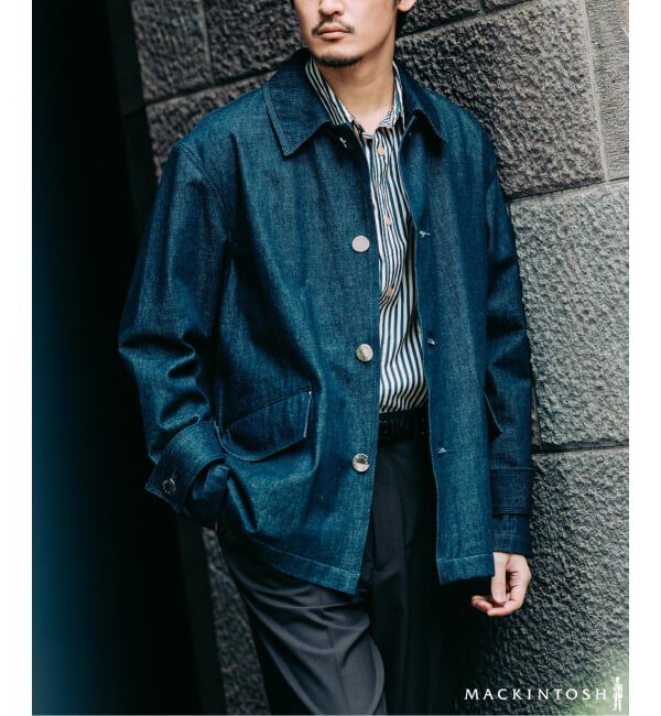 EDIFICE「MACKINTOSH(マッキントッシュ) 別注 HUMBIE/ハンビー デニム SHORT SL」|デニムジャケット|ネイビー