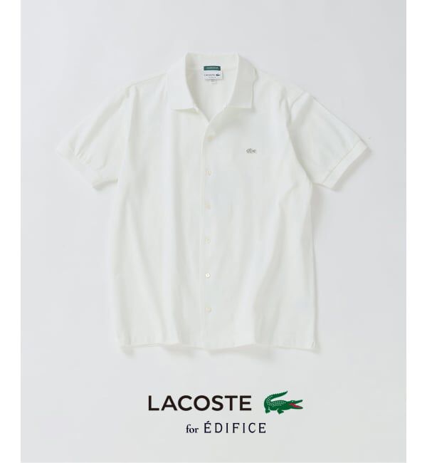 EDIFICE「LACOSTE(ラコステ) 別注 COOLMAX フルオープン 半袖ポロシャツ」|ポロシャツ|ホワイト