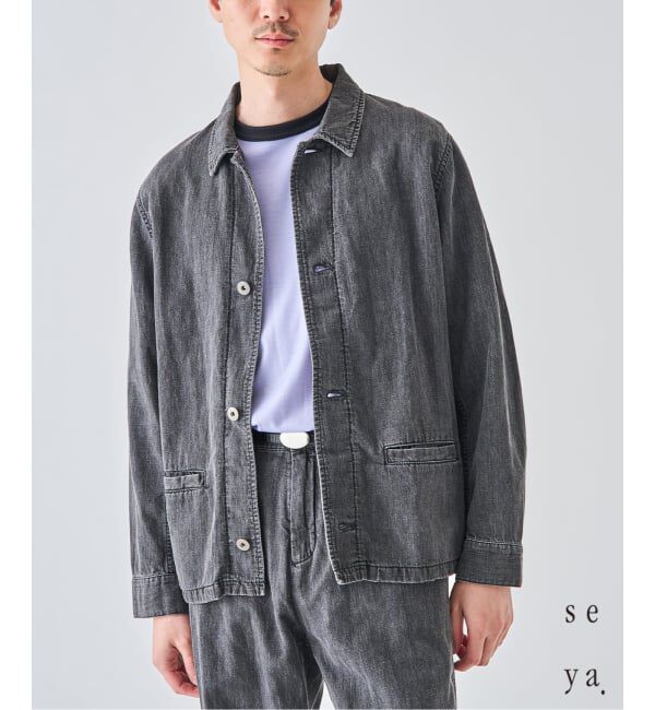 EDIFICE「SEYA.(セヤ) 別注 DOCK JACKET LINEN DENIM」|デニムジャケット|ブラック