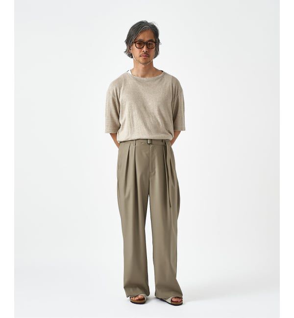 EDIFICE「サマーウール ベルテッド パンツ」|スラックス|