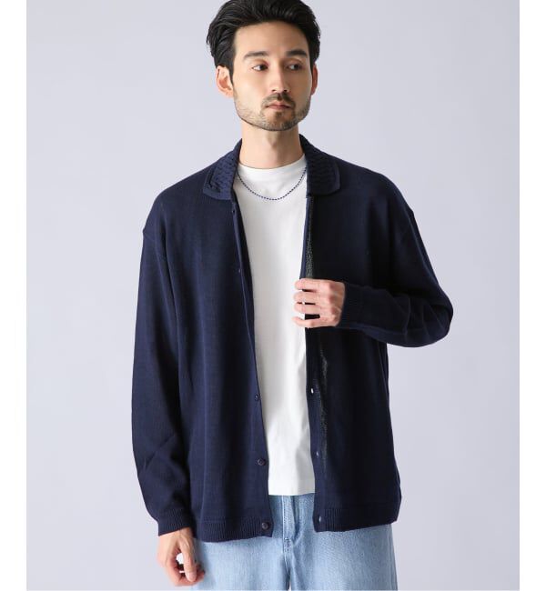 EDIFICE「《EDIFICE by PIPPIOLINO》クロシェ ニット シャツ」|シャツ・ブラウス|ネイビー