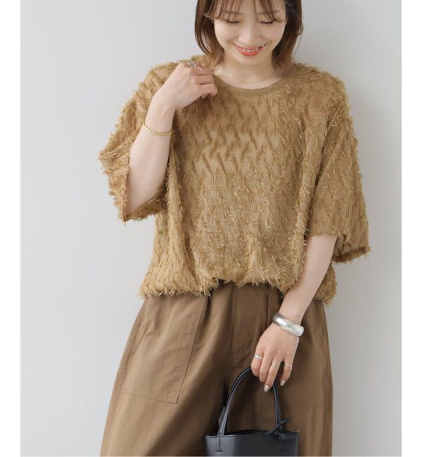JOURNAL STANDARD relume「シアーカットジャガードTブラウス」|シャツ・ブラウス|ベージュ